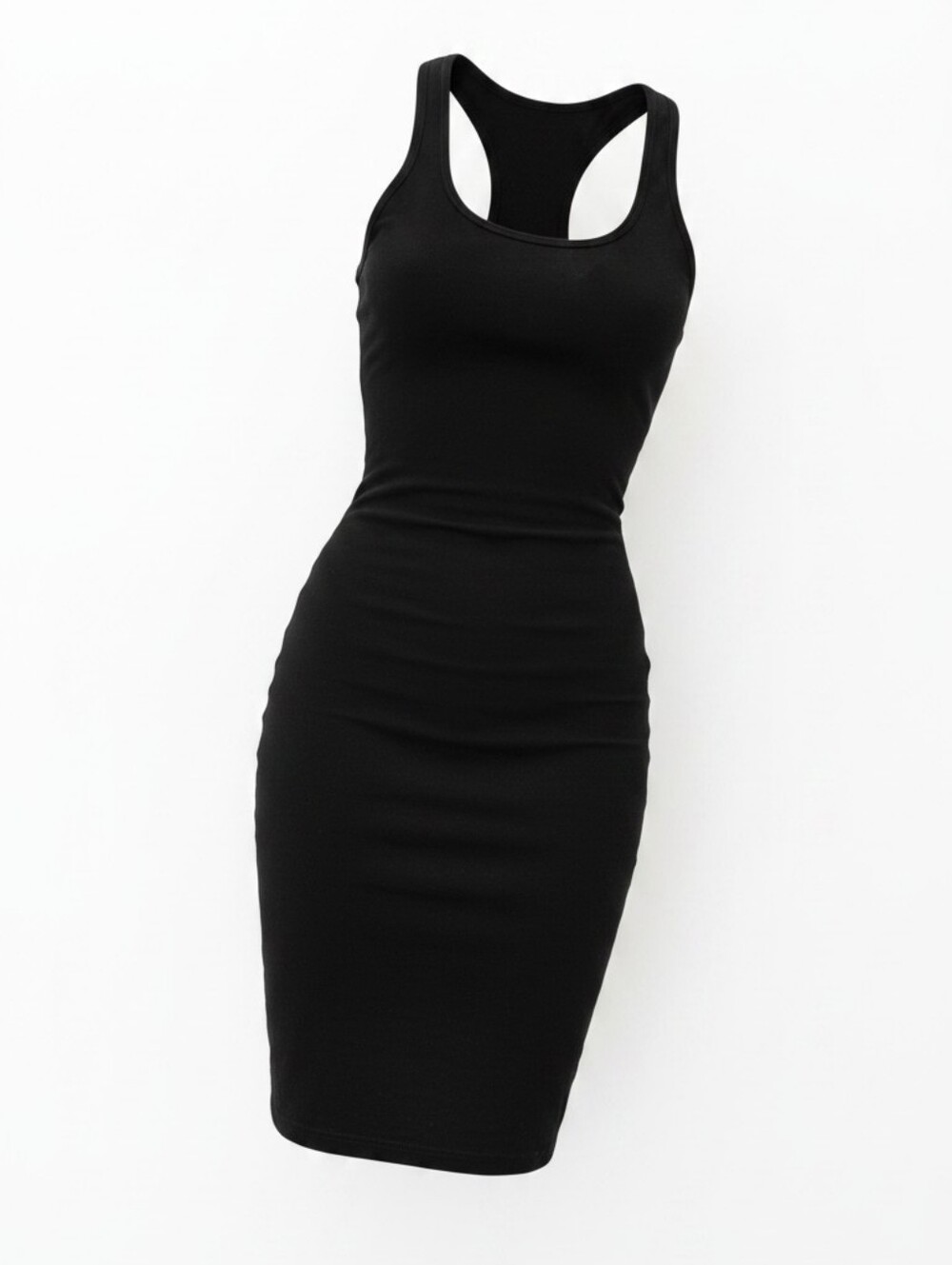 LA Clef Women's XL Sleeveless Black Bodycon Racerback Tank Dress
